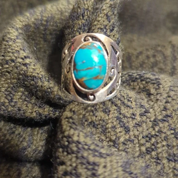 Turquoise sterling silver 925 Ring, size 7 - Picture 5 of 9